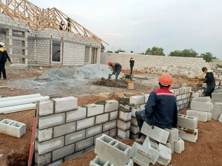 Building home, Construction site in Nigeria