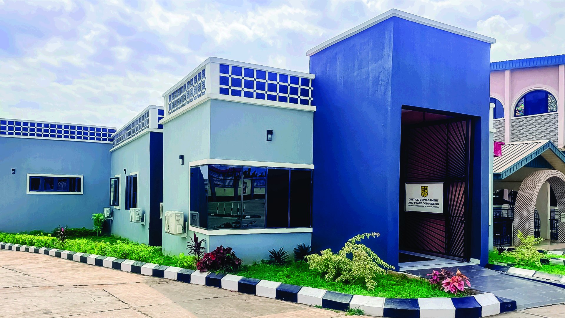 construction of a modern office building